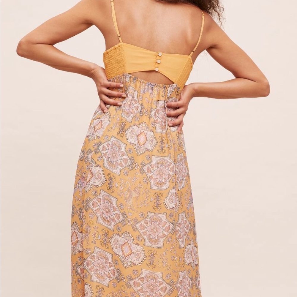 NWT Anthropologie + orange mixed print maxi dress - Picture 6 of 10